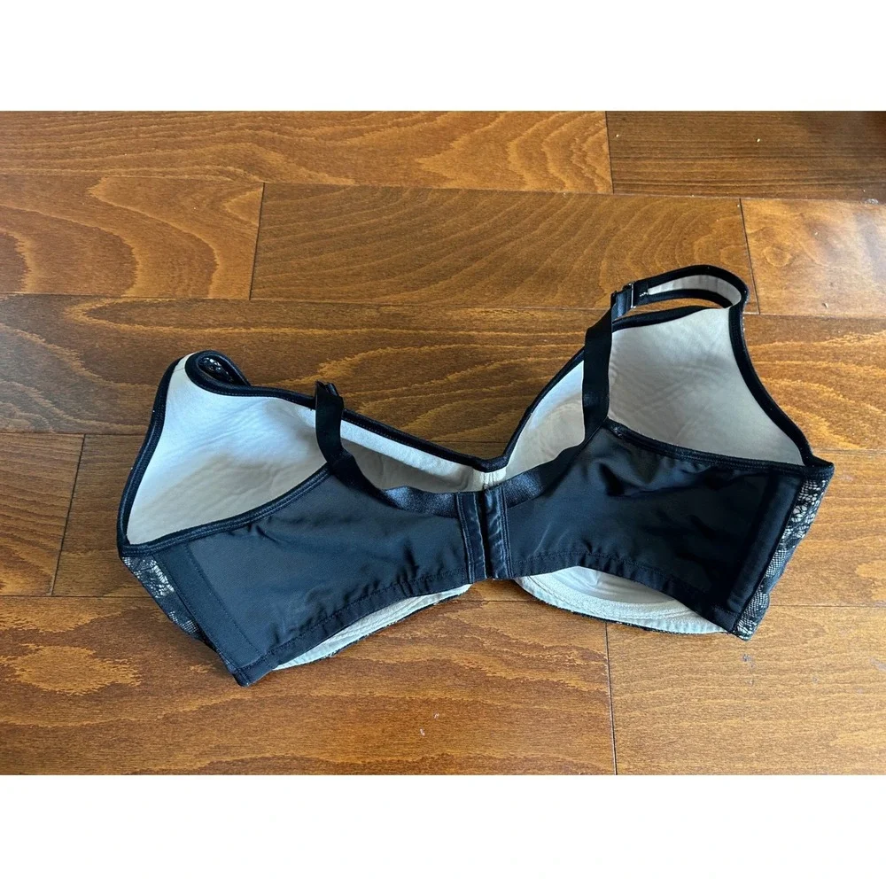 Cacique Balconette Bra Black Floral‎ Lace Underwire Plus Size 42G Lane Bryant